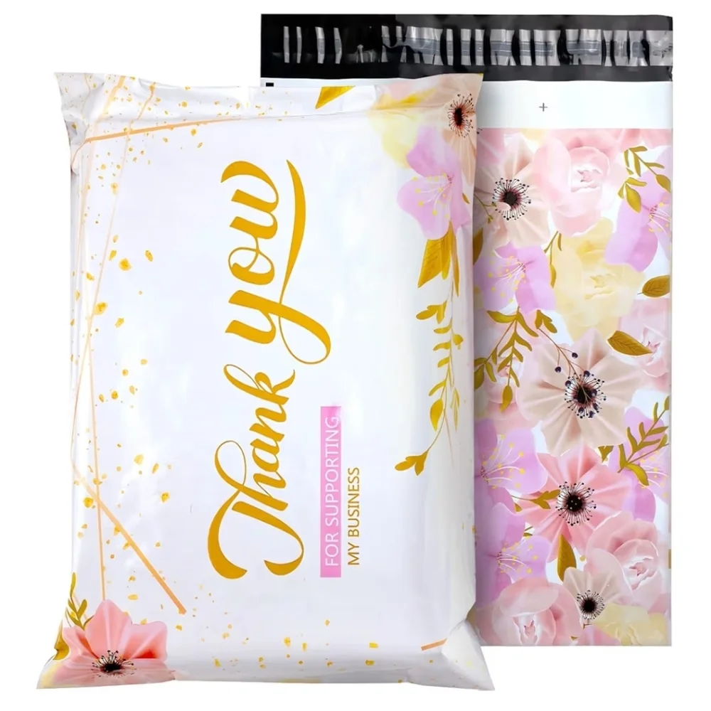 15 ct Flower 14.5×19 Thank You Poly Mailers
